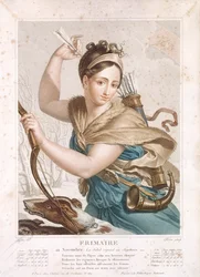 Frimaio (novembre-dicembre), terzo mese del Calendario Repubblicano, inciso da Tresca, c.1794